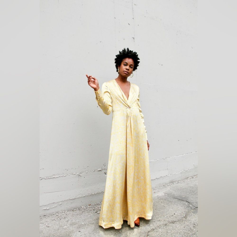 Ganni Cameron V-neck Floral Satin Maxi Dress - Picture 7 of 15